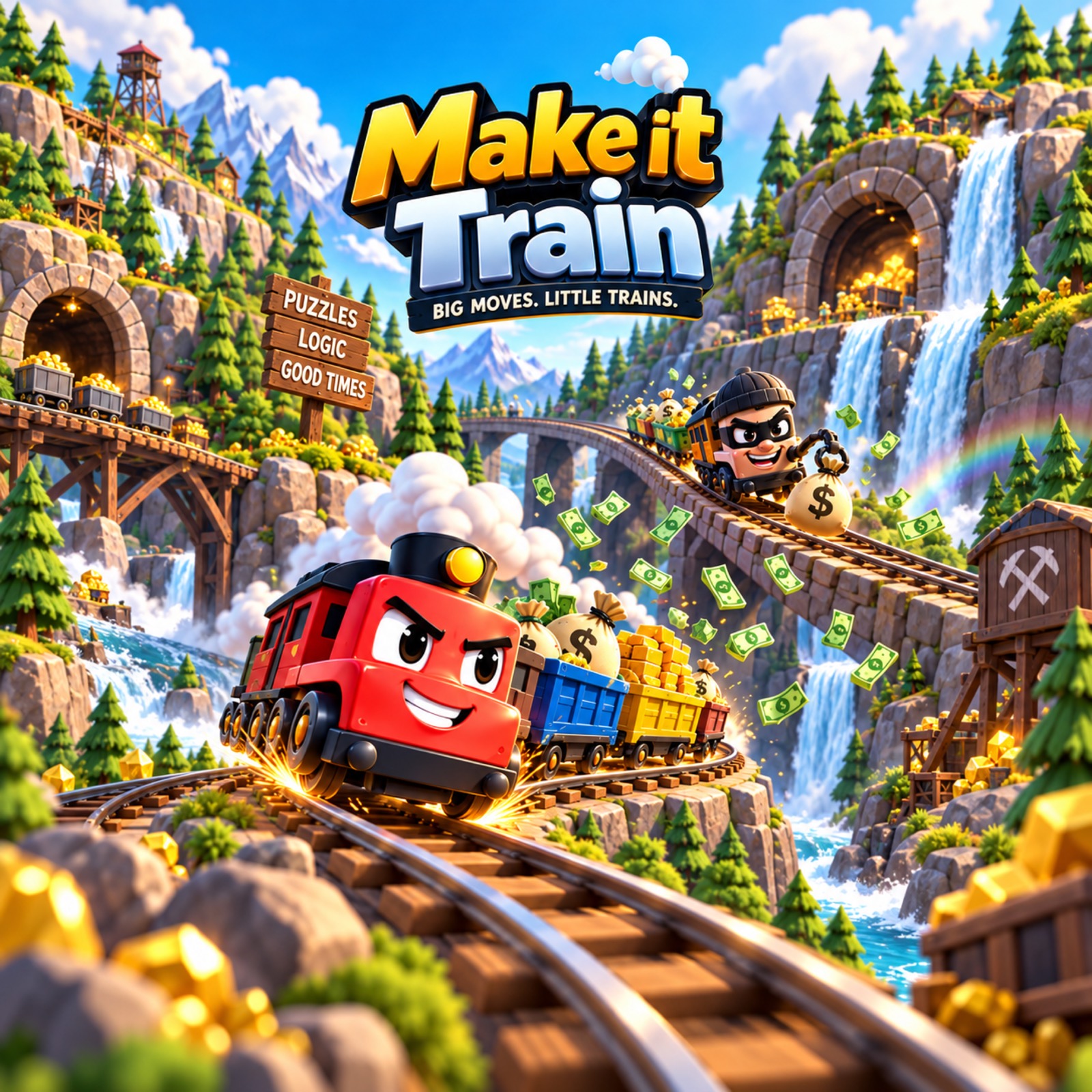 Make it Train: the grumpy red train racing through the mountains with a bank robber close behind